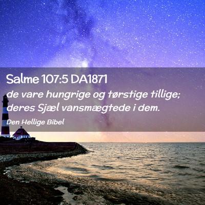 Picture 02 - Salme 107:5 DA1871 - de vare hungrige og tørstige tillige; deres - Bible Verse Picture