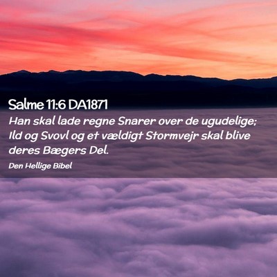 Picture 02 - Salme 11:6 DA1871 - Han skal lade regne Snarer over de ugudelige; Ild - Bible Verse Picture