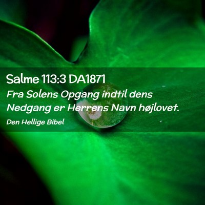 Picture 02 - Salme 113:3 DA1871 - Fra Solens Opgang indtil dens Nedgang er Herrens - Bible Verse Picture