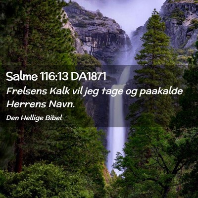 Picture 02 - Salme 116:13 DA1871 - Frelsens Kalk vil jeg tage og paakalde Herrens - Bible Verse Picture