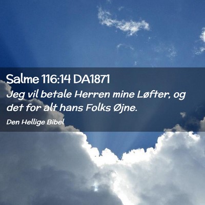 Picture 02 - Salme 116:14 DA1871 - Jeg vil betale Herren mine Løfter, og det for - Bible Verse Picture