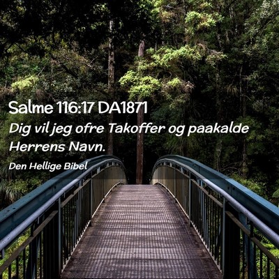 Picture 02 - Salme 116:17 DA1871 - Dig vil jeg ofre Takoffer og paakalde Herrens - Bible Verse Picture