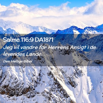 Picture 02 - Salme 116:9 DA1871 - Jeg vil vandre for Herrens Ansigt i de levendes - Bible Verse Picture