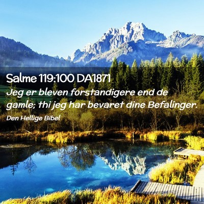 Picture 02 - Salme 119:100 DA1871 - Jeg er bleven forstandigere end de gamle; thi jeg - Bible Verse Picture