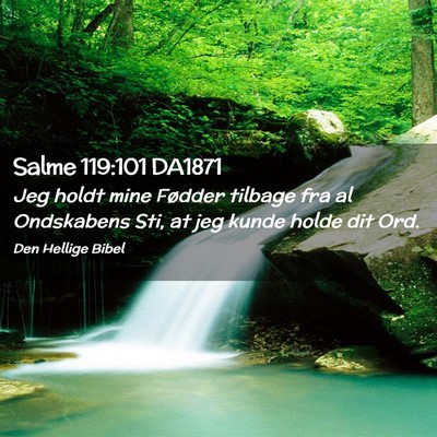 Picture 02 - Salme 119:101 DA1871 - Jeg holdt mine Fødder tilbage fra al Ondskabens - Bible Verse Picture
