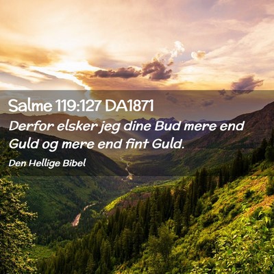 Picture 02 - Salme 119:127 DA1871 - Derfor elsker jeg dine Bud mere end Guld og mere - Bible Verse Picture