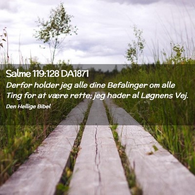 Picture 02 - Salme 119:128 DA1871 - Derfor holder jeg alle dine Befalinger om alle - Bible Verse Picture