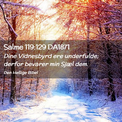 Picture 02 - Salme 119:129 DA1871 - Dine Vidnesbyrd ere underfulde; derfor bevarer - Bible Verse Picture