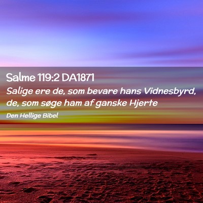 Picture 02 - Salme 119:2 DA1871 - Salige ere de, som bevare hans Vidnesbyrd, de, - Bible Verse Picture
