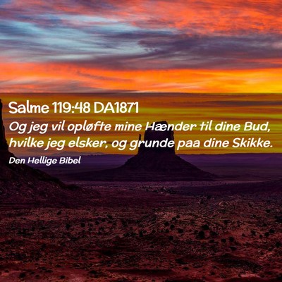 Picture 02 - Salme 119:48 DA1871 - Og jeg vil opløfte mine Hænder til dine Bud, - Bible Verse Picture