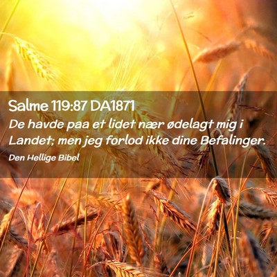 Picture 02 - Salme 119:87 DA1871 - De havde paa et lidet nær ødelagt mig i Landet; - Bible Verse Picture
