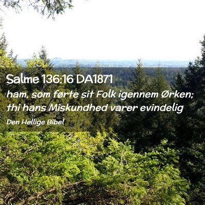 Picture 02 - Salme 136:16 DA1871 - ham, som førte sit Folk igennem Ørken; thi hans - Bible Verse Picture