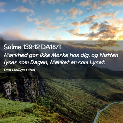 Picture 02 - Salme 139:12 DA1871 - Mørkhed gør ikke Mørke hos dig, og Natten - Bible Verse Picture