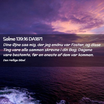 Picture 02 - Salme 139:16 DA1871 - Dine Øjne saa mig, der jeg endnu var Foster, og - Bible Verse Picture