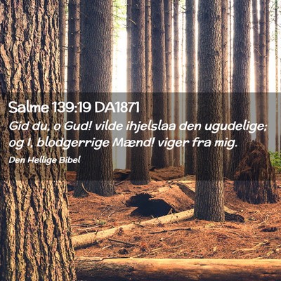Picture 02 - Salme 139:19 DA1871 - Gid du, o Gud! vilde ihjelslaa den ugudelige; og - Bible Verse Picture