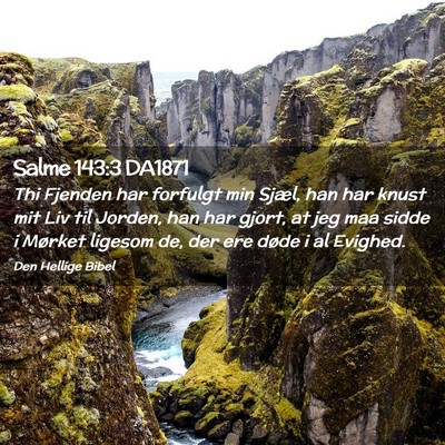 Picture 02 - Salme 143:3 DA1871 - Thi Fjenden har forfulgt min Sjæl, han har knust - Bible Verse Picture