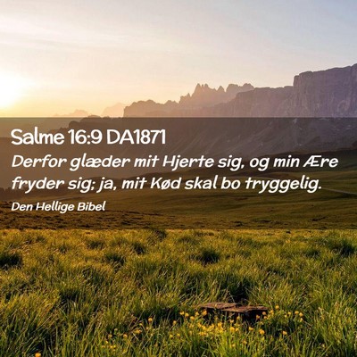 Picture 02 - Salme 16:9 DA1871 - Derfor glæder mit Hjerte sig, og min Ære fryder - Bible Verse Picture