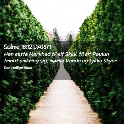 Picture 02 - Salme 18:12 DA1871 - Han satte Mørkhed til sit Skjul, til sit Paulun - Bible Verse Picture