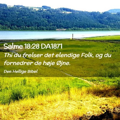 Picture 02 - Salme 18:28 DA1871 - Thi du frelser det elendige Folk, og du fornedrer - Bible Verse Picture