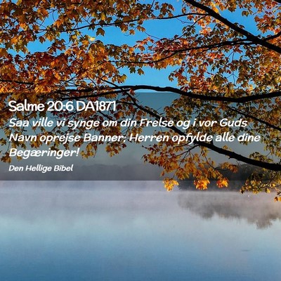 Picture 02 - Salme 20:6 DA1871 - Saa ville vi synge om din Frelse og i vor Guds - Bible Verse Picture