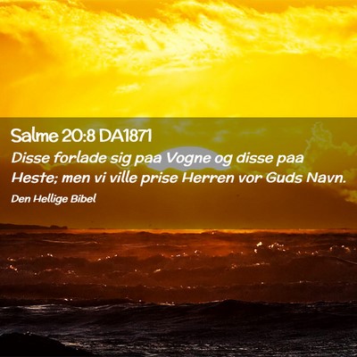 Picture 02 - Salme 20:8 DA1871 - Disse forlade sig paa Vogne og disse paa Heste; - Bible Verse Picture