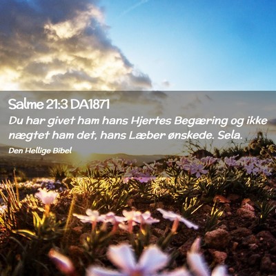 Picture 02 - Salme 21:3 DA1871 - Du har givet ham hans Hjertes Begæring og ikke - Bible Verse Picture
