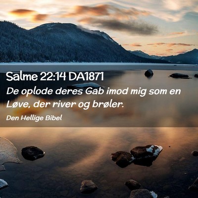Picture 02 - Salme 22:14 DA1871 - De oplode deres Gab imod mig som en Løve, der - Bible Verse Picture