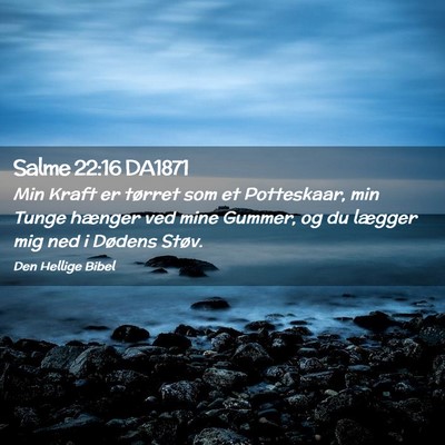 Picture 02 - Salme 22:16 DA1871 - Min Kraft er tørret som et Potteskaar, min Tunge - Bible Verse Picture
