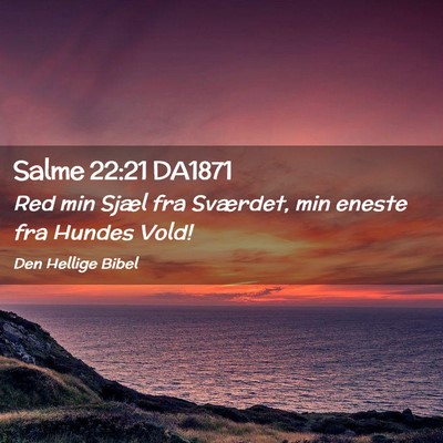 Picture 02 - Salme 22:21 DA1871 - Red min Sjæl fra Sværdet, min eneste fra Hundes - Bible Verse Picture