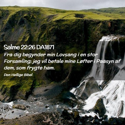 Picture 02 - Salme 22:26 DA1871 - Fra dig begynder min Lovsang i en stor - Bible Verse Picture