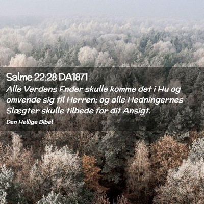 Picture 02 - Salme 22:28 DA1871 - Alle Verdens Ender skulle komme det i Hu og - Bible Verse Picture