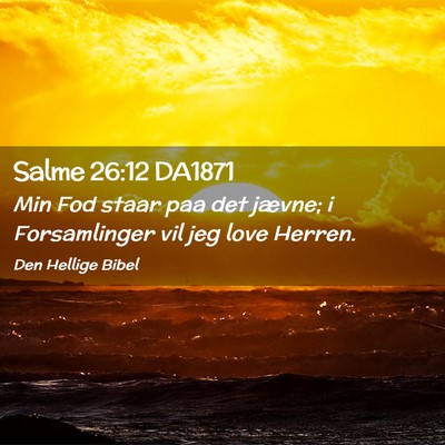Picture 02 - Salme 26:12 DA1871 - Min Fod staar paa det jævne; i Forsamlinger vil - Bible Verse Picture