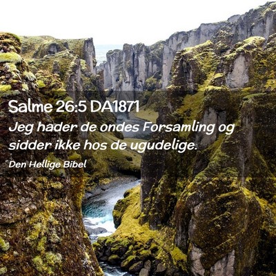 Picture 02 - Salme 26:5 DA1871 - Jeg hader de ondes Forsamling og sidder ikke hos - Bible Verse Picture