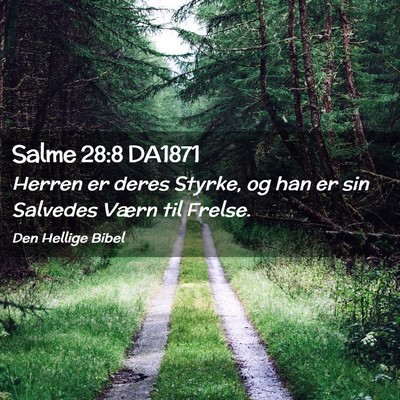 Picture 02 - Salme 28:8 DA1871 - Herren er deres Styrke, og han er sin Salvedes - Bible Verse Picture