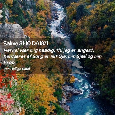 Picture 02 - Salme 31:10 DA1871 - Herre! vær mig naadig, thi jeg er angest; - Bible Verse Picture