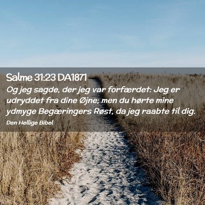 Picture 02 - Salme 31:23 DA1871 - Og jeg sagde, der jeg var forfærdet: Jeg er - Bible Verse Picture