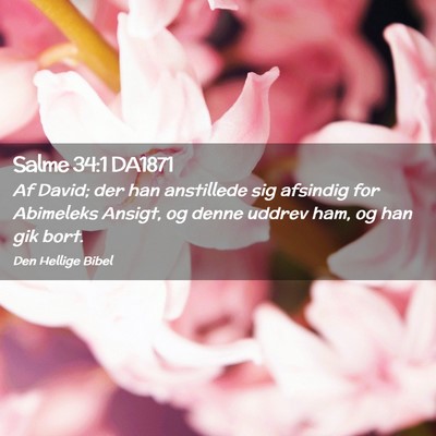 Picture 02 - Salme 34:1 DA1871 - Af David; der han anstillede sig afsindig for - Bible Verse Picture