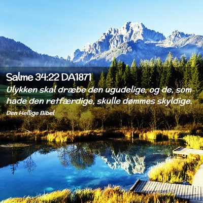 Picture 02 - Salme 34:22 DA1871 - Ulykken skal dræbe den ugudelige, og de, som - Bible Verse Picture