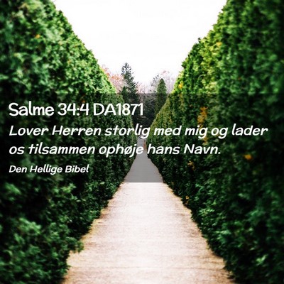 Picture 02 - Salme 34:4 DA1871 - Lover Herren storlig med mig og lader os - Bible Verse Picture