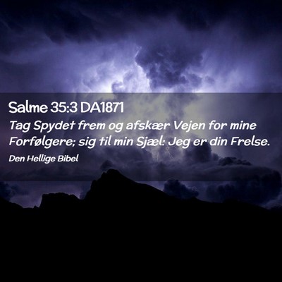 Picture 02 - Salme 35:3 DA1871 - Tag Spydet frem og afskær Vejen for mine - Bible Verse Picture
