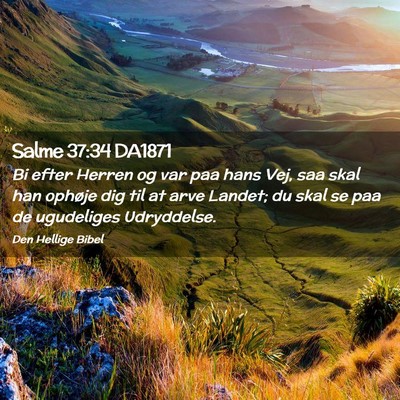 Picture 02 - Salme 37:34 DA1871 - Bi efter Herren og var paa hans Vej, saa skal han - Bible Verse Picture