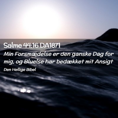 Picture 02 - Salme 44:16 DA1871 - Min Forsmædelse er den ganske Dag for mig, og - Bible Verse Picture
