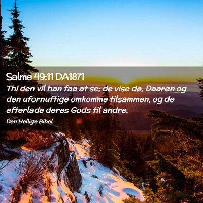 Picture 02 - Salme 49:11 DA1871 - Thi den vil han faa at se; de vise dø, Daaren og - Bible Verse Picture