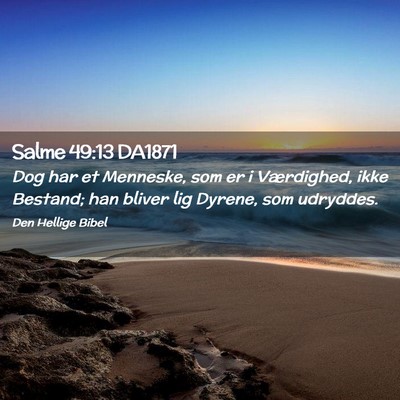Picture 02 - Salme 49:13 DA1871 - Dog har et Menneske, som er i Værdighed, ikke - Bible Verse Picture