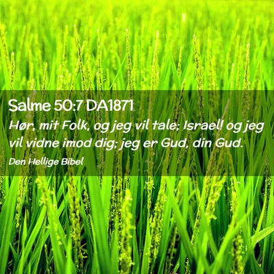 Picture 02 - Salme 50:7 DA1871 - Hør, mit Folk, og jeg vil tale; Israel! og jeg - Bible Verse Picture