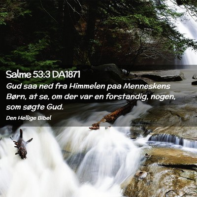 Picture 02 - Salme 53:3 DA1871 - Gud saa ned fra Himmelen paa Menneskens Børn, at - Bible Verse Picture