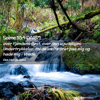Picture 02 - Salme 55:4 DA1871 - over Fjendens Røst, over den ugudeliges - Bible Verse Picture