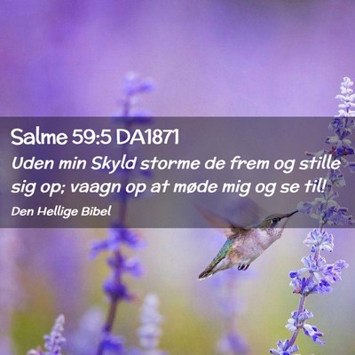 Picture 02 - Salme 59:5 DA1871 - Uden min Skyld storme de frem og stille sig op; - Bible Verse Picture