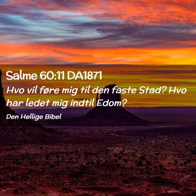 Picture 02 - Salme 60:11 DA1871 - Hvo vil føre mig til den faste Stad? Hvo har - Bible Verse Picture