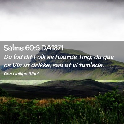 Picture 02 - Salme 60:5 DA1871 - Du lod dit Folk se haarde Ting; du gav os Vin at - Bible Verse Picture